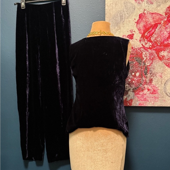 Lafayette 148 Velvet Top and Pants Set 4 - Picture 2 of 12